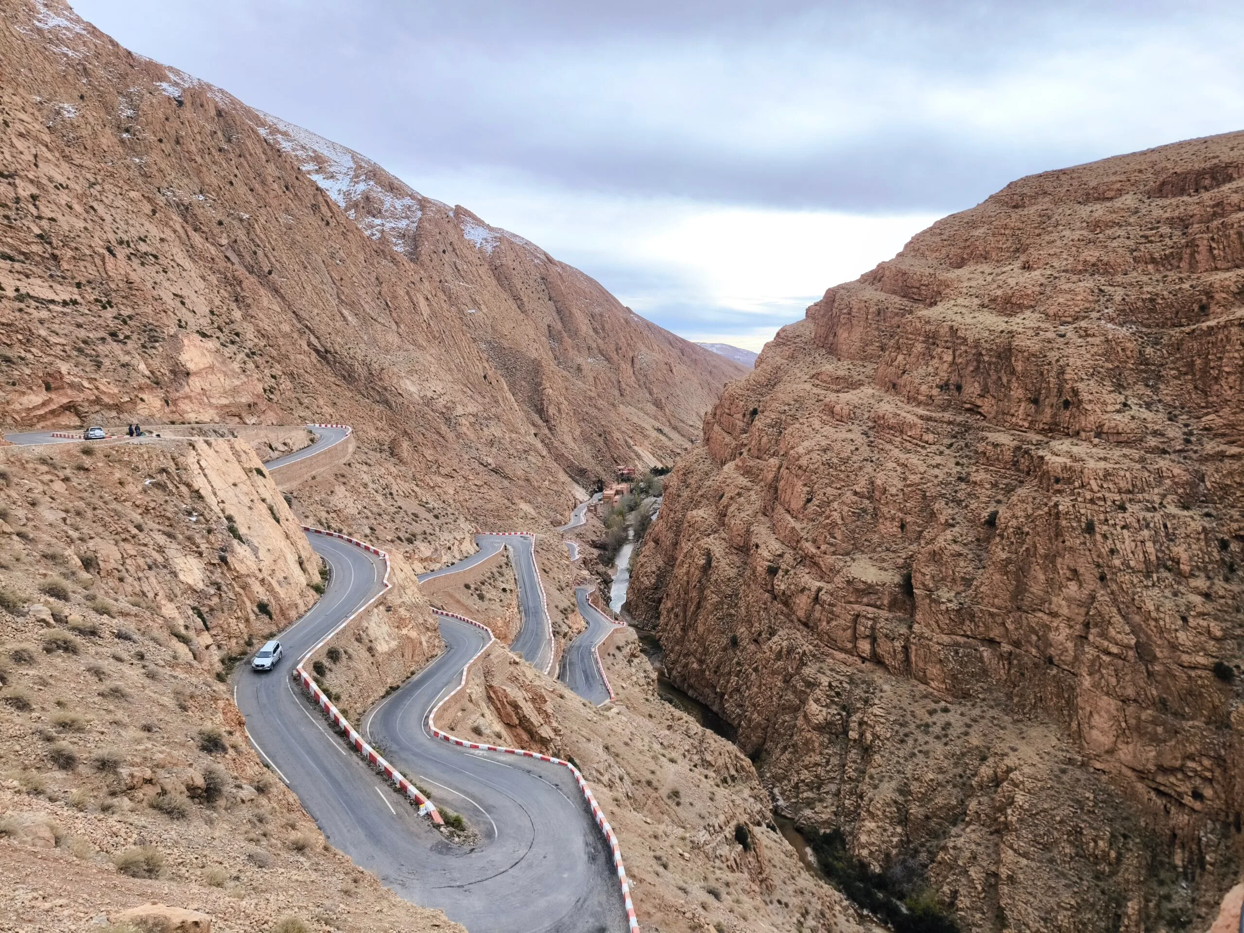 Winding mountain road through Dades Valley in Morocco.