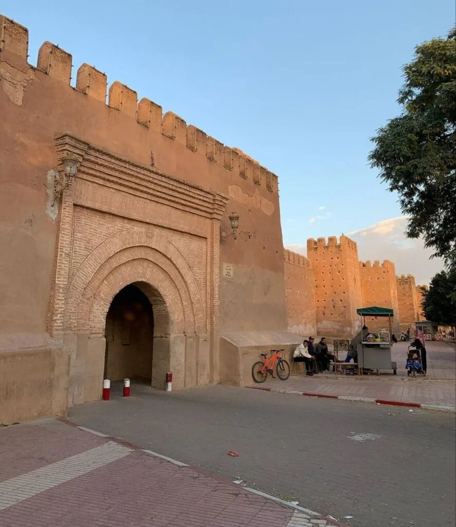 Traditional medina gate and ancient ramparts in Taroudant, Morocco