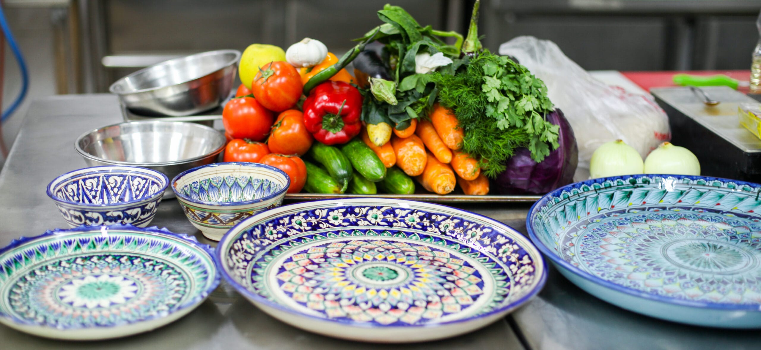 Fresh vegetables on the table to prepare a moroccan tagine cooking class