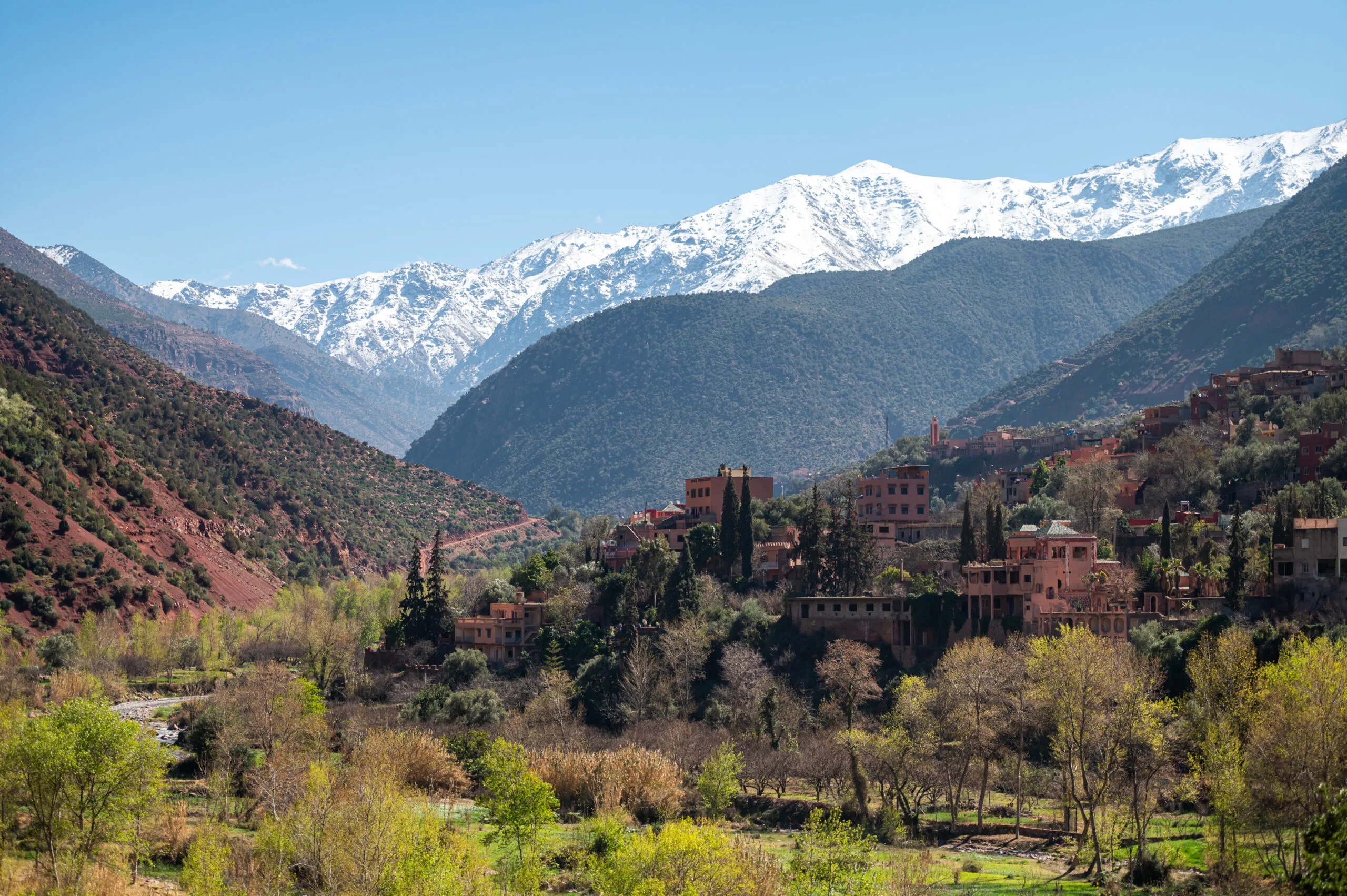 High Atlas covered by snow South of Marrakech Morocco