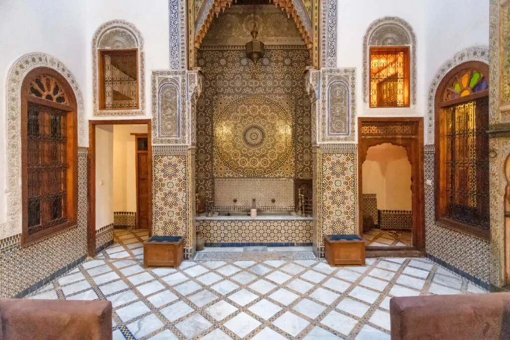 Courtyard at a Riad in Fes el Bali, Medina, Fez, Morocco